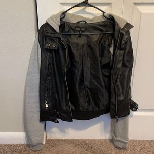 Leather Hooded Jacket